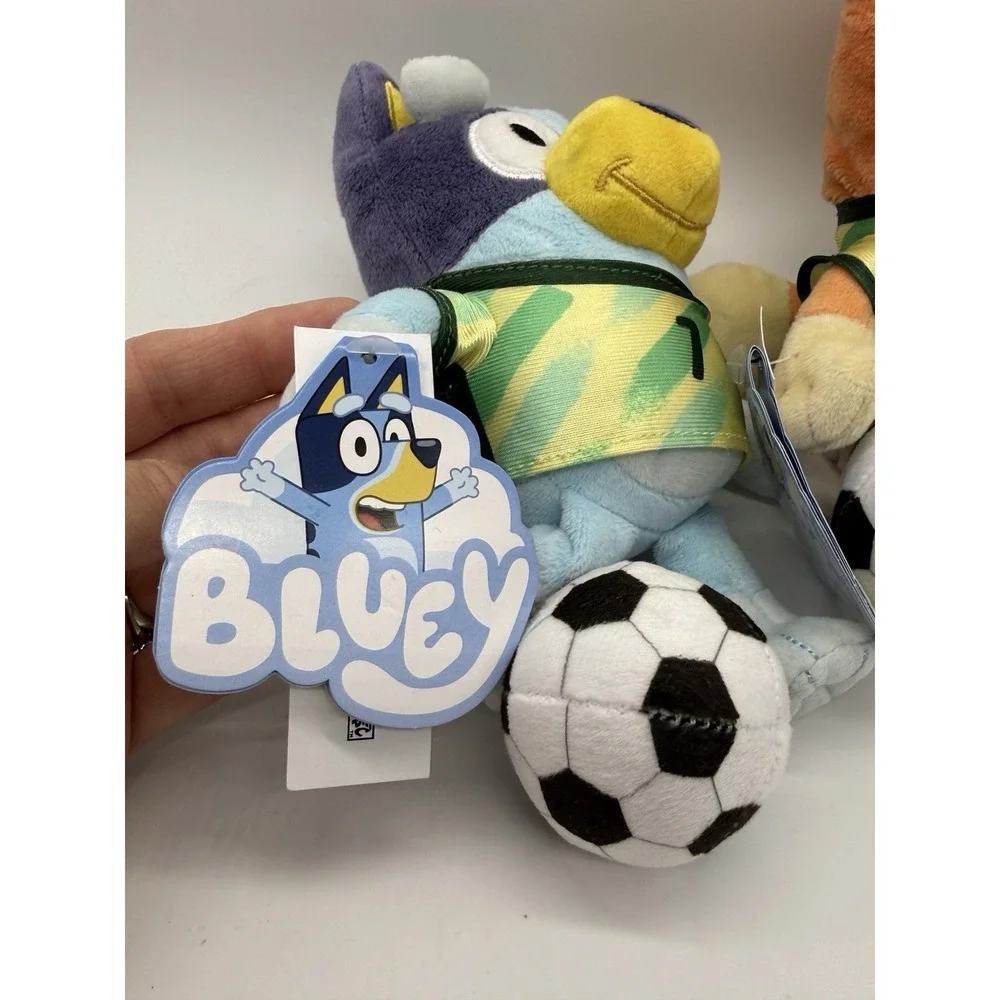 2026 SOCCER BLUEY & BINGO SET 2 Stuffed Plush w/Uniform & Ball 7.5